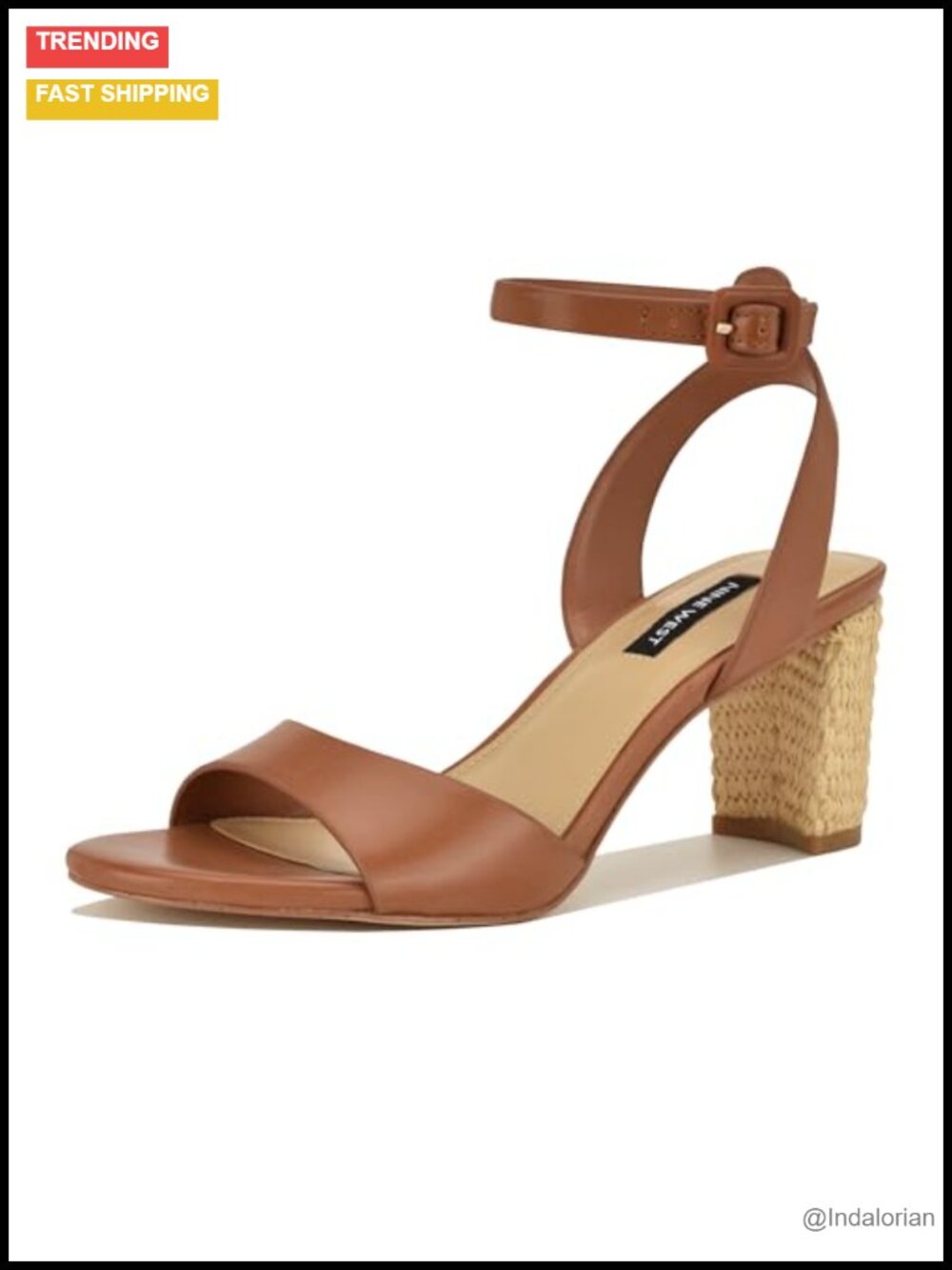 Faux Leather Woven Block Heel Dress Sandal Adjustable Ankle Strap